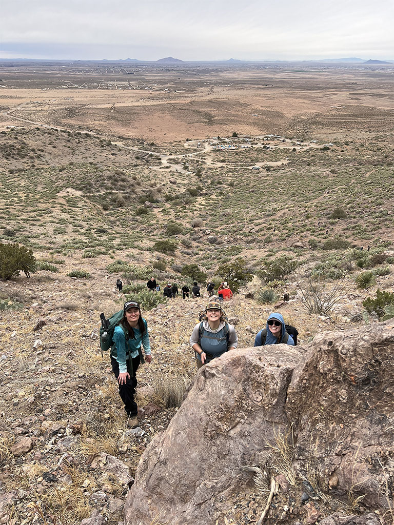 Troopers hiking up the mountains behind our campsite. Photo credit: Cassie Salinas