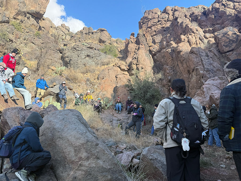 Dr. Brandee Carlson talks deposition with students. Photo credit: Leila Hojat