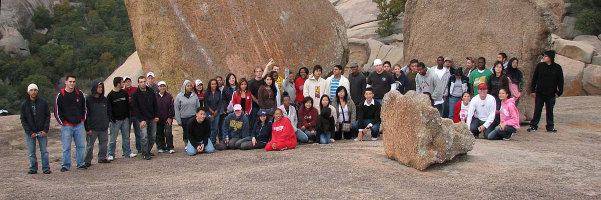 UH students on Enchanted Rock granite dome. Photo by AR Robinson.