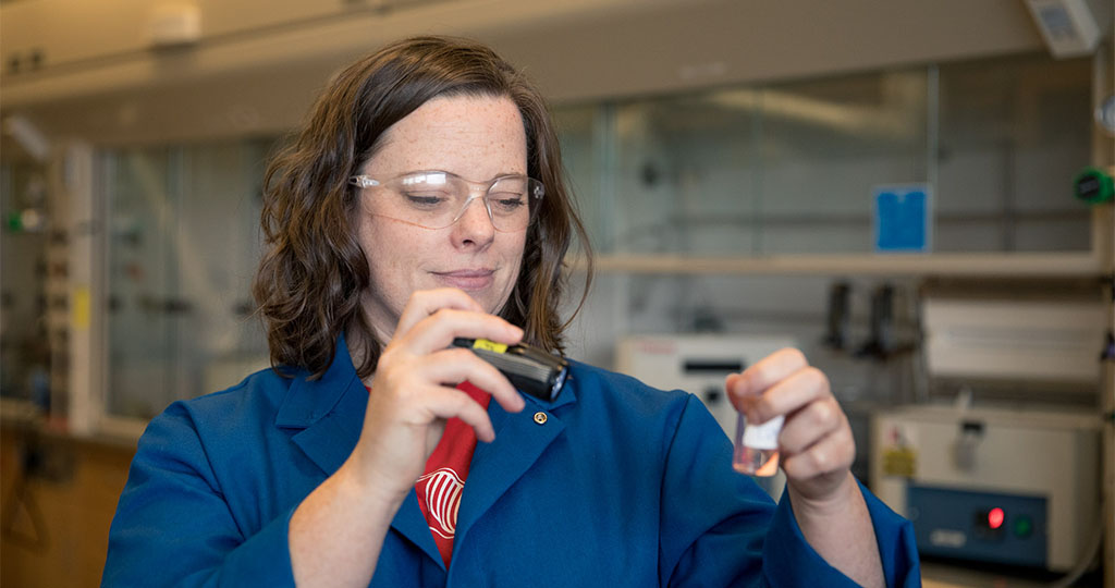 Student conducting research.