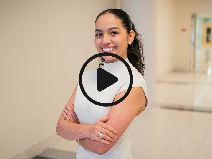 Gabriela Gaytan with play button to video