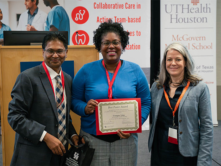 Aparasu, Tyler and Holmes with certificate