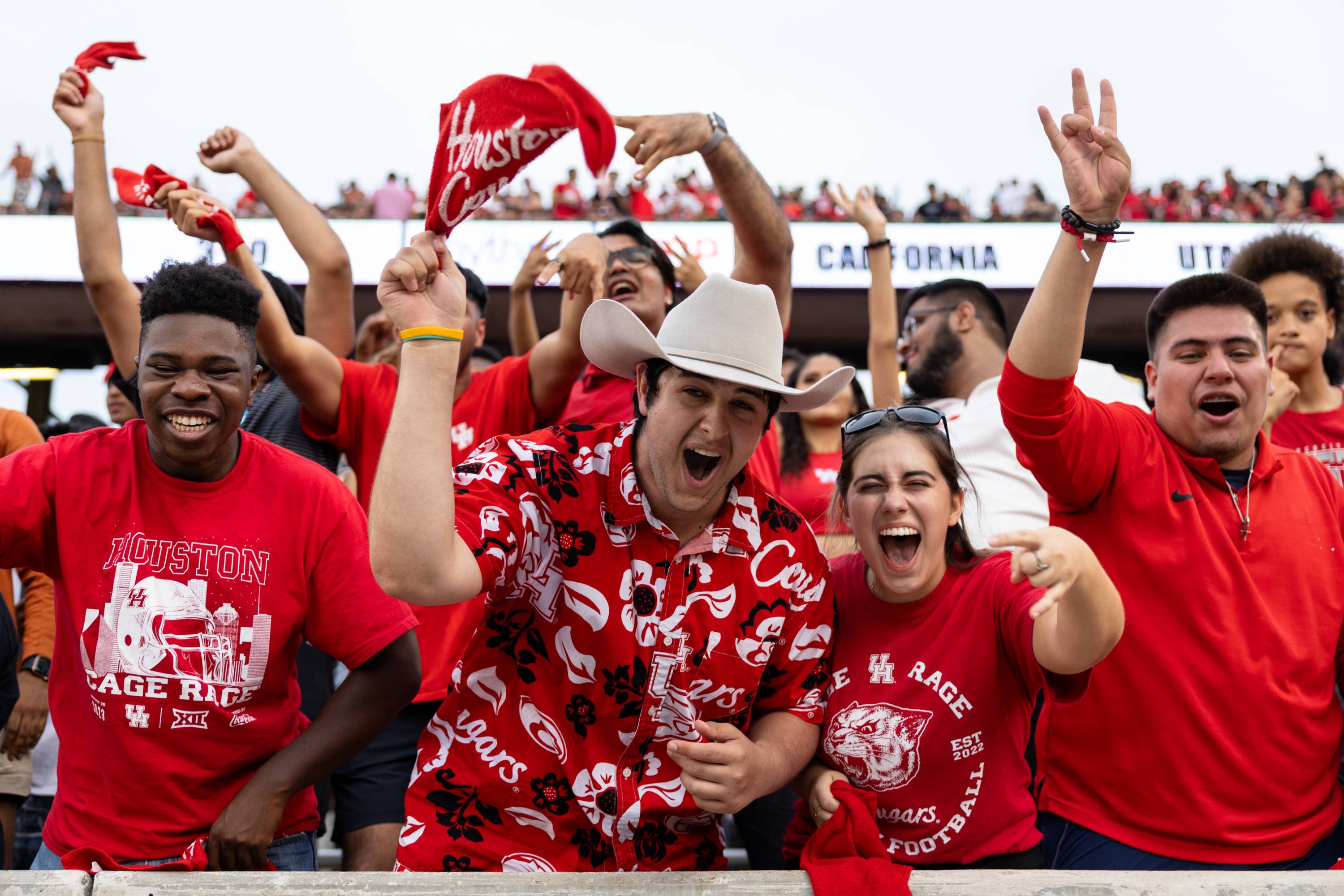 students at football game
