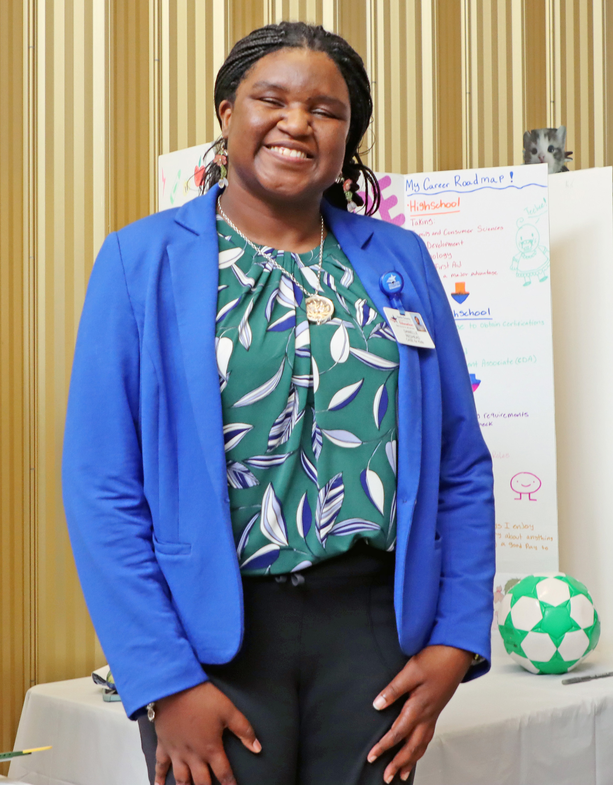 student with blue blazer