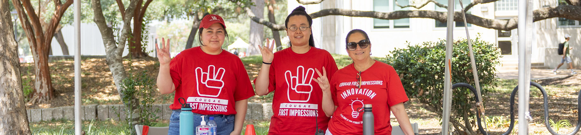 volunteers at table