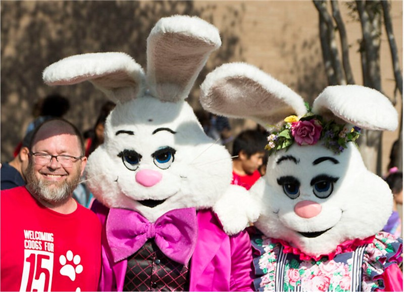 person with bunny