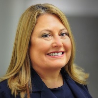 Portrait of a blonde woman smiling