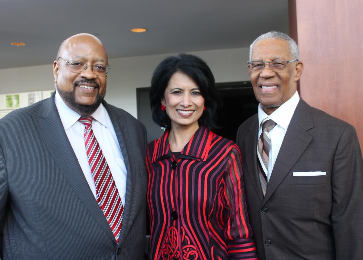 Reverend Lawson with Dr. Khator and Dr. Lee