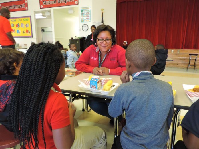 Alicia Lewis with Blackshear Students